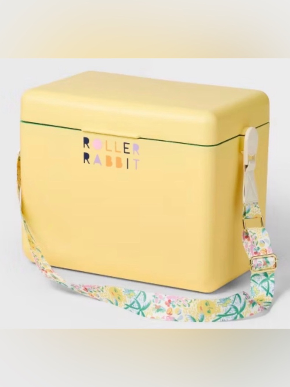 11 qt 16 can Roller Rabbit x Target Hard Side Yellow Cooler w/ Floral Strap. NWT